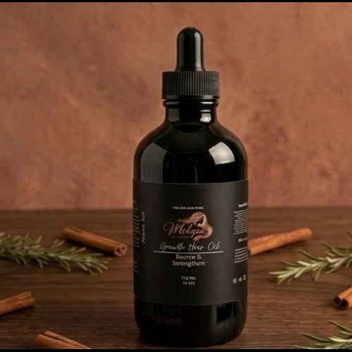 Melysa Hair Growth Oil bottle with castor, black seed, and pumpkin seed oil